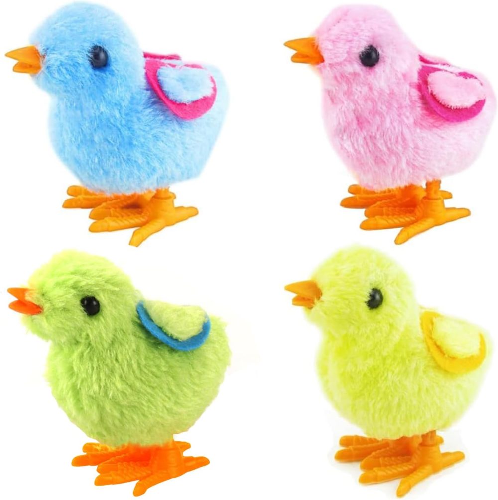 Chick Bunny Wind Up Toys for Kids, 4 PCS Clockwork Novelty Jumping Hing Toy for Easter Egg Hunt Basket Stocking Party Birthday Gift