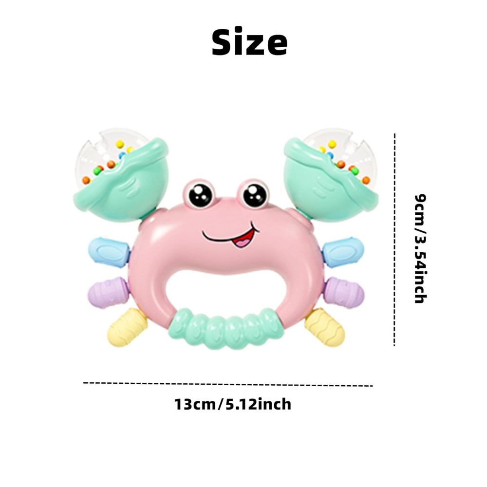 Baby Crab Rattle Toy - ABS Material, Handheld Crab Shaped Toy for Infants, Early Education Grip & Smart Toy for Newborn Boys and Girls(345A) (Pink) - Image 2