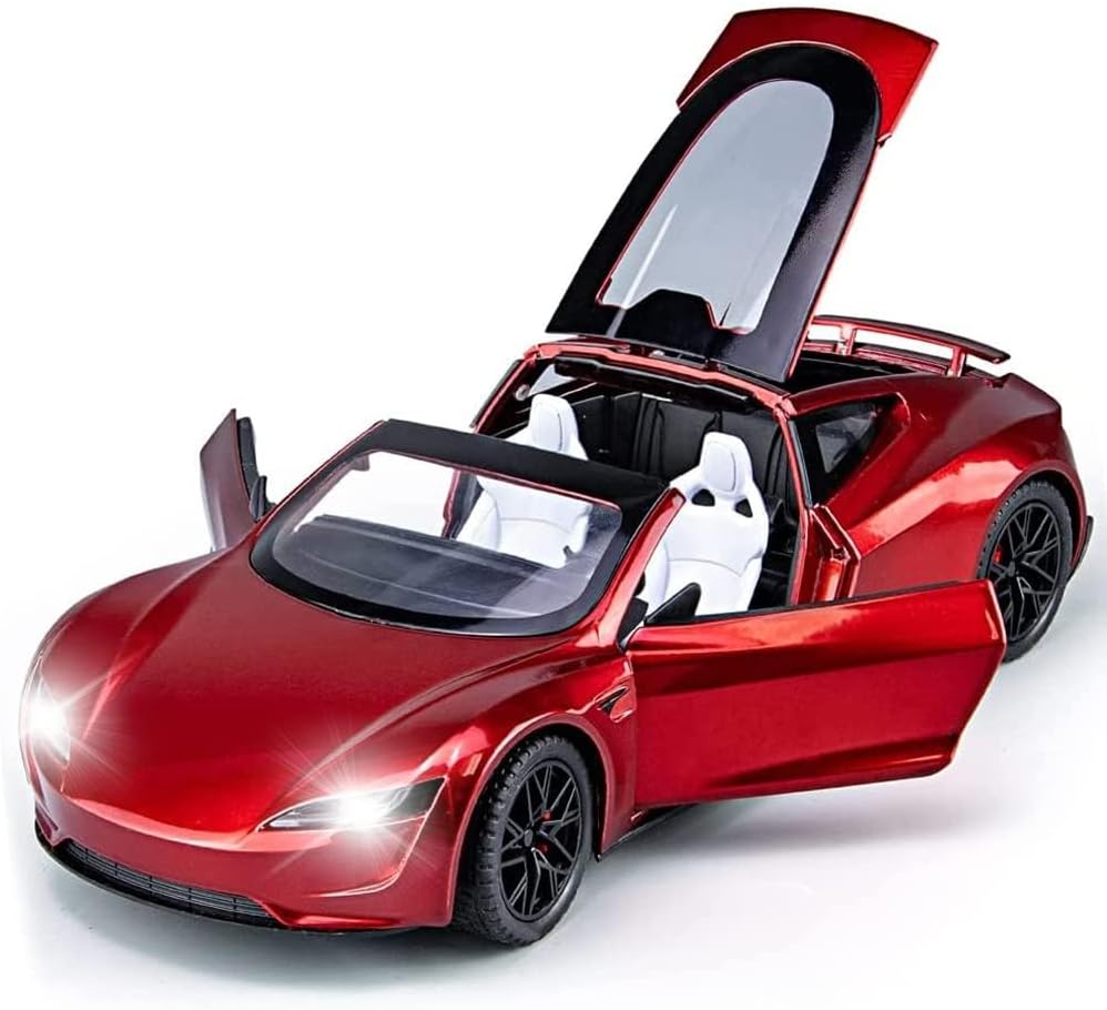 1:24 Scale Roadster Alloy Car Model Diecast Toy Vehicles for Kids, car Model,Pull Back Alloy Car with Lights and Music,Gifts for Boys and Girls. (Red)