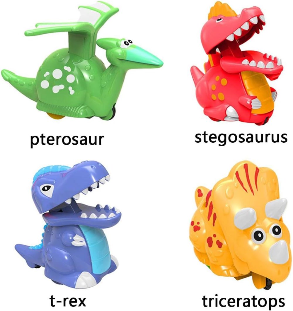 4 Pack Dinosaur Toys Press and Go Dinosaur Cars Wind Up Toys for Kids Boys Girls Toddlers Christmas Stocking Stuffers Party Favors Gifts - Image 2