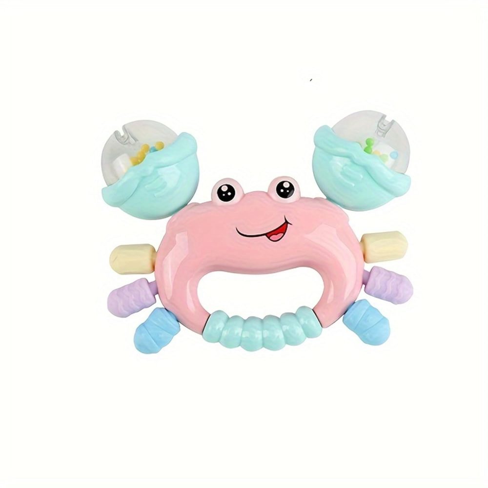 Baby Crab Rattle Toy - ABS Material, Handheld Crab Shaped Toy for Infants, Early Education Grip & Smart Toy for Newborn Boys and Girls(345A) (Pink)