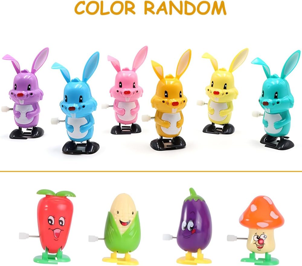 8 Pack Easter Wind Up Bunny Vegetable Toys, Cartoon Rabbit Wind-Up Toys Vegetable Clockwork Toys Novelty Walking Toys for Kids Easter Egg Hunt Basket Filler Party Favor Birthday Gift - Image 2
