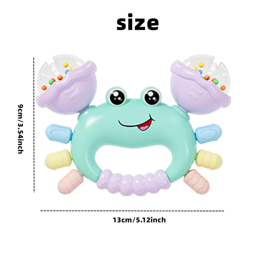 Baby Crab Rattle Toy - ABS Material, Handheld Crab Shaped Toy for Infants, Early Education Grip & Smart Toy for Newborn Boys and Girls(345A) (Green) - Image 2