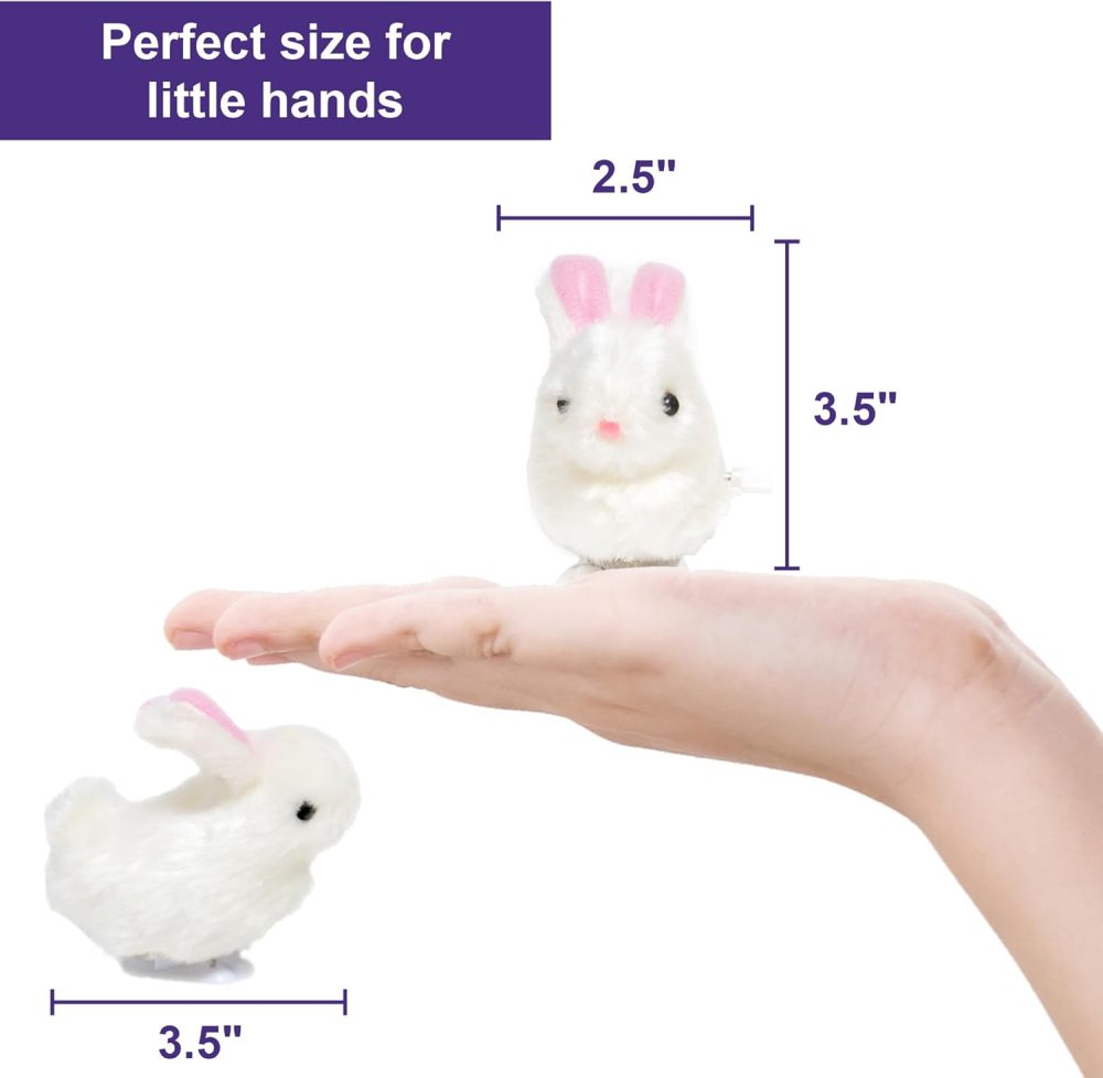 Fuzzy Bunny Wind-Up – 4-Pack Soft Pull-Back Hing Bunnies for Kids Ages 3+ – Bunny Party Favors, Sensory Toys, Fidget Toy, Stress Relief Gifts, Classroom Prizes, Stocking Stuffers - Image 2