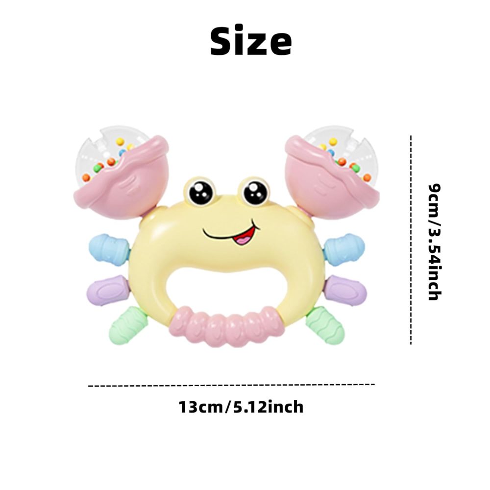 Baby Crab Rattle Toy - ABS Material, Handheld Crab Shaped Toy for Infants, Early Education Grip & Smart Toy for Newborn Boys and Girls(345A) (Yellow) - Image 2