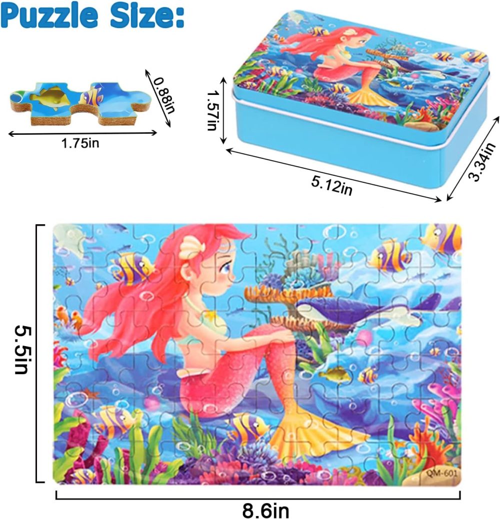 Puzzles for Kids Ages 4-8, 60 Piece Puzzles for Kids Ages 3-5 in a Metal Box,Educational Puzzle Games Childrens Puzzles Jigsaw Puzzles Toys Gifts for Girls and Boys - Image 2