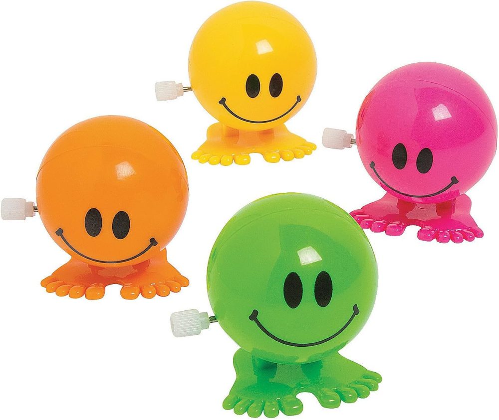 Smile Face Hers – Wind-Up Character Toys with Jumping Action – Fun Paratrooper Hers for Kids – Set of Colorful Toys – Perfect for Party Favors Prizes & Playtime – 12 Pieces