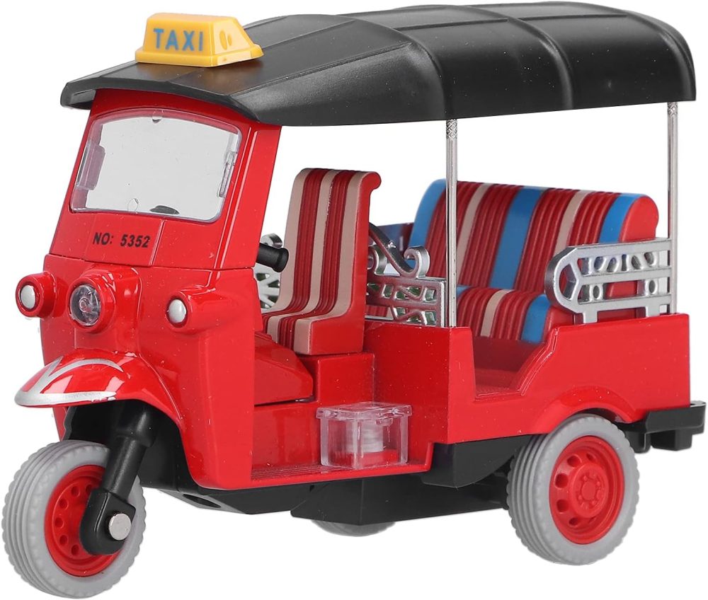 Pull Back Thai Tricycle, Die Cast Alloy Model Car Toy, Educational Vehicle for Kids