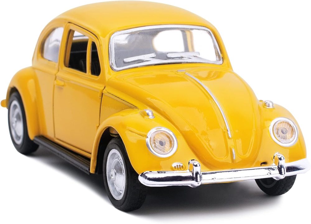 1967 Classic Beetle Bug Vintage 1/32 Scale Diecast Metal Pull Back Car Model Toy for Gift/Kids (Yellow)