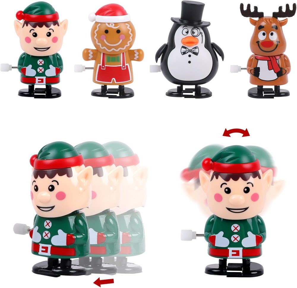 8 Packs Christmas Wind Up Toys, Mini Stocking Stuffers Toys Bulk for Classroom Prizes Assorted Clockwork Toys for Goody Bag Fillers Christmas Cracker Party Favors - Image 2