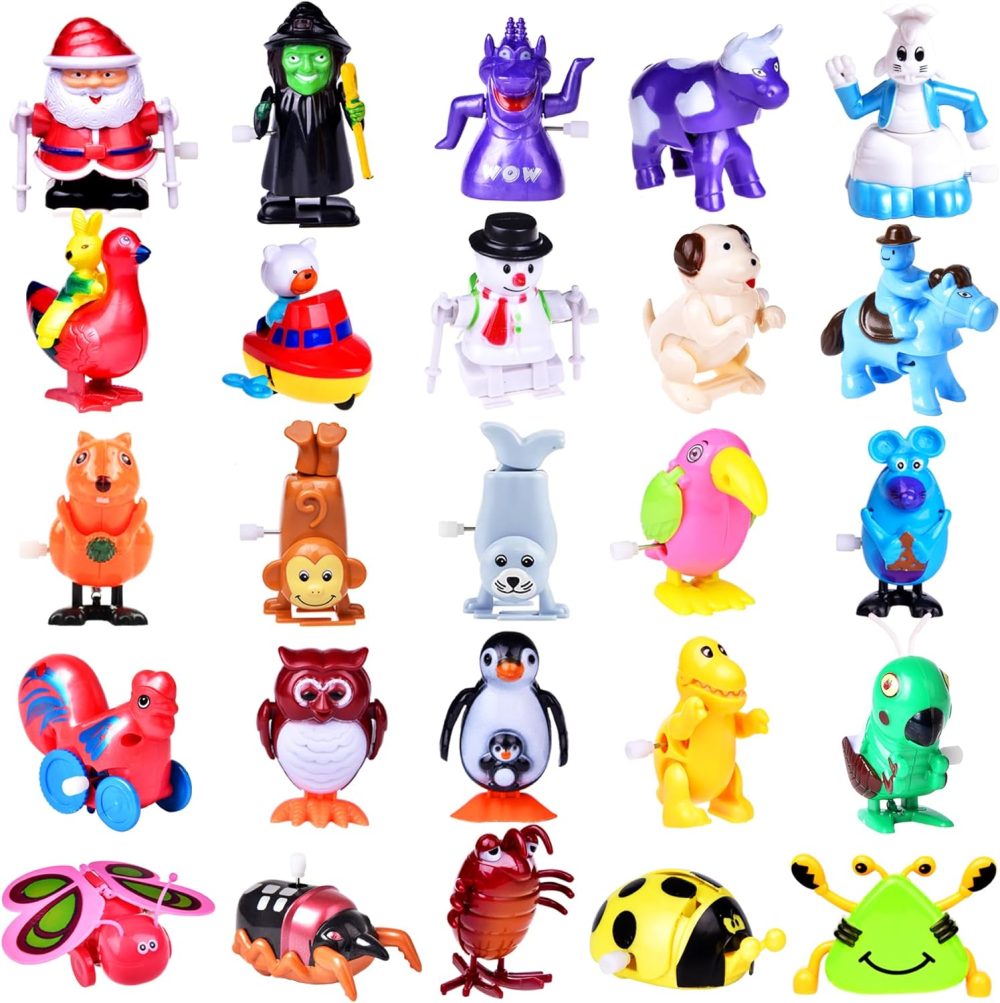 Wind Up Toys 25 PCs Assorted Animal Toys for Kid Party Favors, Pinata Filler Carniva Prizes Classroom Incentive Reward (Contents and Color May Vary)