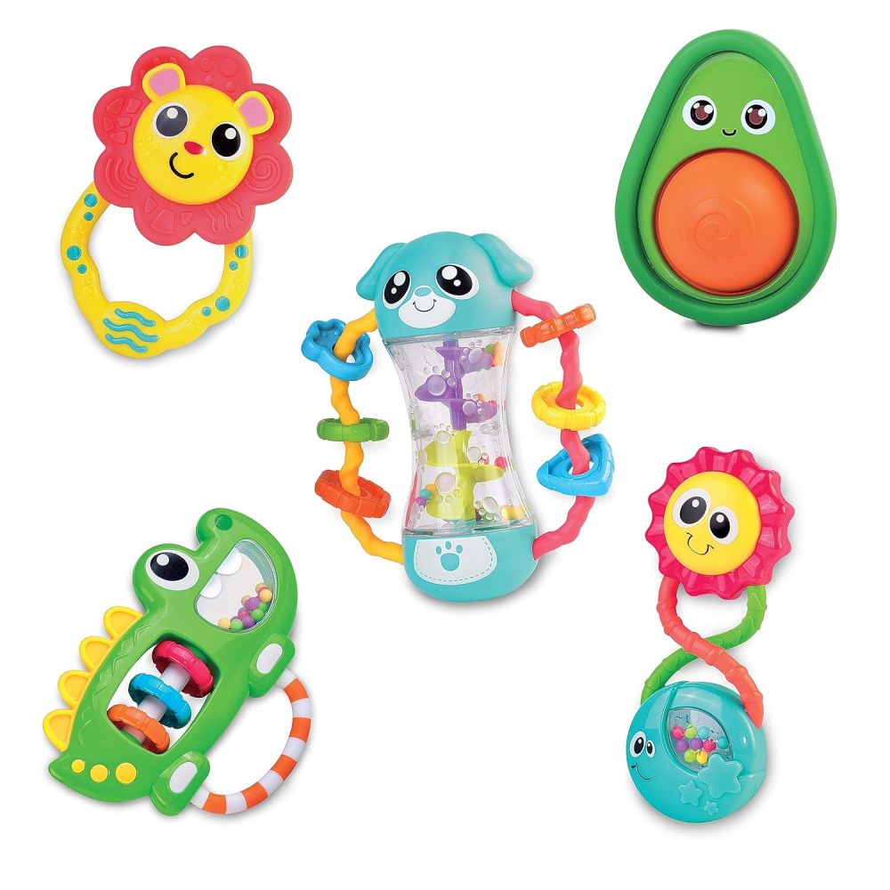 Baby Rattles Toy Set, Infant Sensory Shack and Grab Teether Rattle, Newborn Development First Learning, Baby Shower Gifts for 6 7 8 9 10 11 12 Months, 6-12 Months Teething for Boys Girls 6M+
