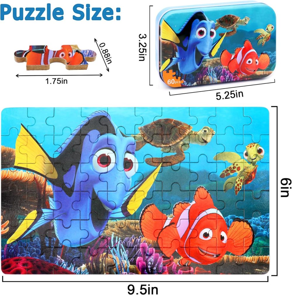 Ocean Puzzles for Kids Ages 4-6,Underwater World 60 Piece Puzzles for Kids Ages 4-8,Children Jigsaw Puzzles in a Metal Box,Educational Learning Puzzle Toys for Girls and Boys - Image 2
