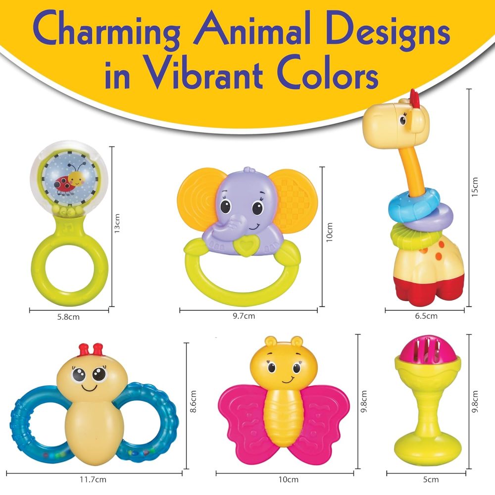 Baby Rattle, 6 Pcs Colorful Infant Rattle Set, Multi-Sensory Newborn Toys, Learning Rattle Toys for Infants 3-6 Months, 6-12 and Up, Montessori Toys for Babies Boy Girl Gift Set - Image 2