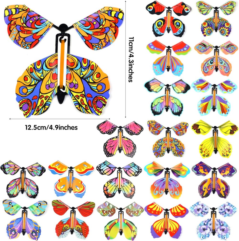 40PCS Flying Butterfly, Magic Wind Up Butterfly Toy Gift for Kids Surprise Explosion Box Wedding Birthday Party Book Greeting Card(20 Styles) - Image 2